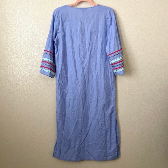 J. Crew Dress Womens XS Lilac Purple Linen Cotton Midi Tunic Embroidered Beachy - Picture 9 of 13